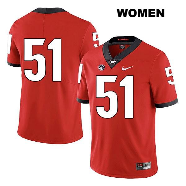 Georgia Bulldogs Women's David Marshall #51 NCAA No Name Legend Authentic Red Nike Stitched College Football Jersey HNM2756AE